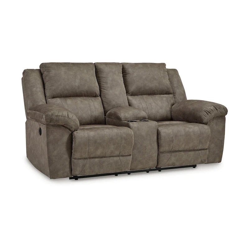 Larson Causeuse inclinable double manuelle surdimensionnée, similicuir brun