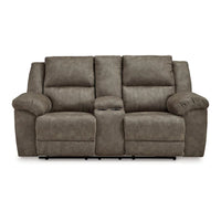 Larson Causeuse inclinable double manuelle surdimensionnée, similicuir brun
