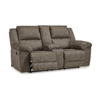 Larson Causeuse inclinable double manuelle surdimensionnée, similicuir brun