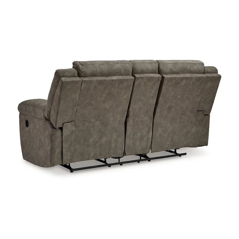 Larson Causeuse inclinable double manuelle surdimensionnée, similicuir brun