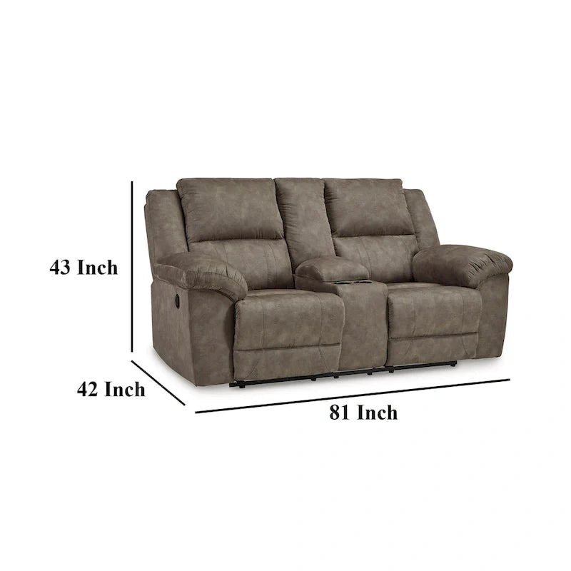 Larson Causeuse inclinable double manuelle surdimensionnée, similicuir brun