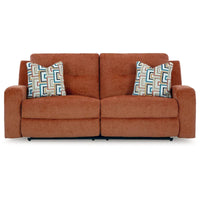 Canapé inclinable manuel Genna, polyester orange épicé, 2 oreillers 87 pouces