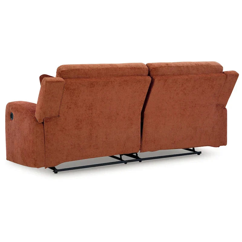 Canapé inclinable manuel Genna, polyester orange épicé, 2 oreillers 87 pouces