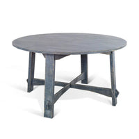 Table de salle à manger Rena, en acajou bleu océan plaqué, ronde de 54 pouces
