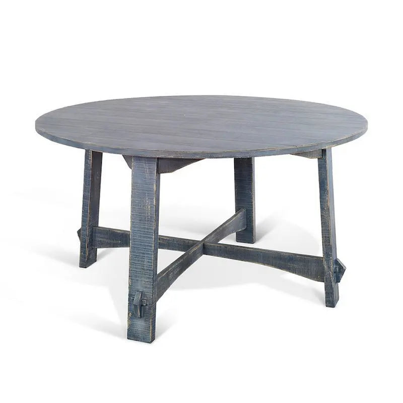 Table de salle à manger Rena, en acajou bleu océan plaqué, ronde de 54 pouces