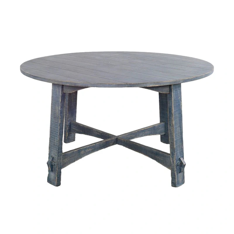 Table de salle à manger Rena, en acajou bleu océan plaqué, ronde de 54 pouces