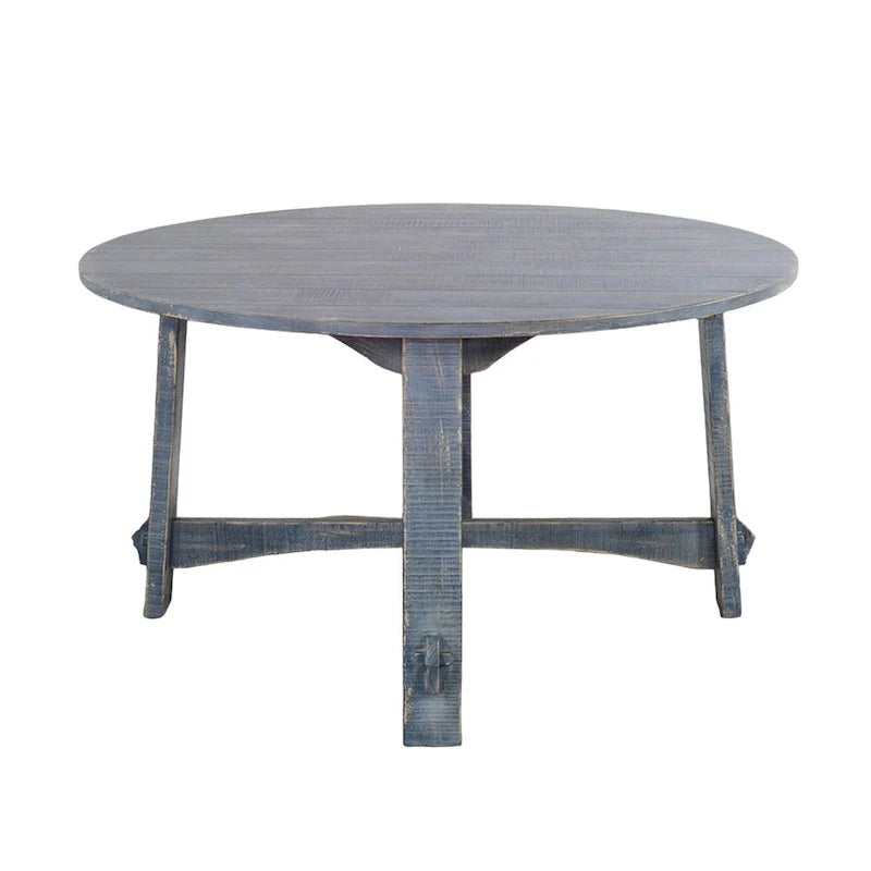 Table de salle à manger Rena, en acajou bleu océan plaqué, ronde de 54 pouces