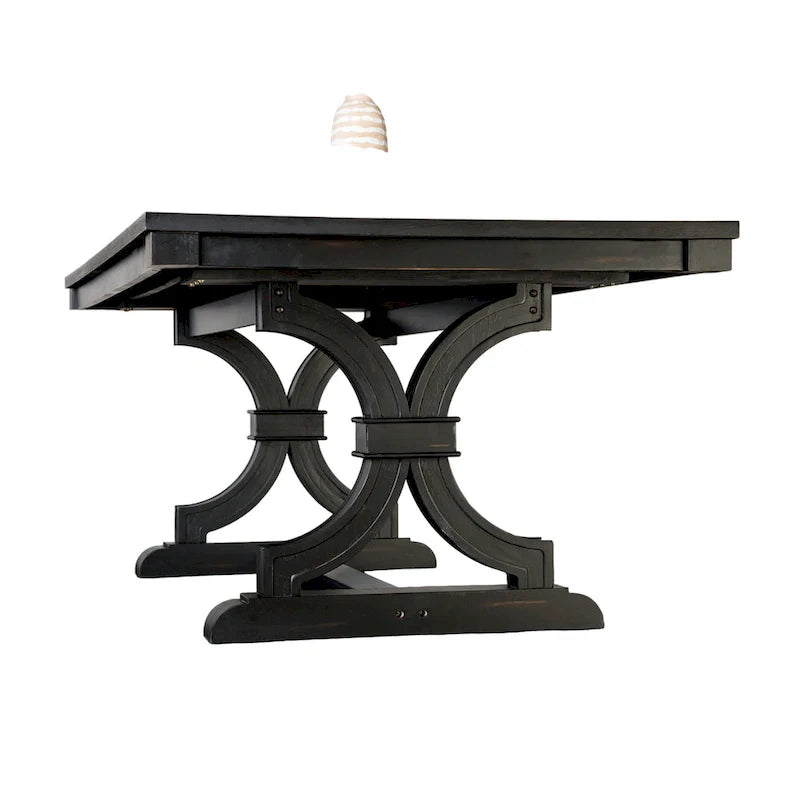 Table de salle à manger Luke 7 pièces avec 6 chaises à dossier haut, rectangulaire, noir, beige