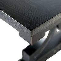 Table de salle à manger Luke 7 pièces avec 6 chaises à dossier haut, rectangulaire, noir, beige