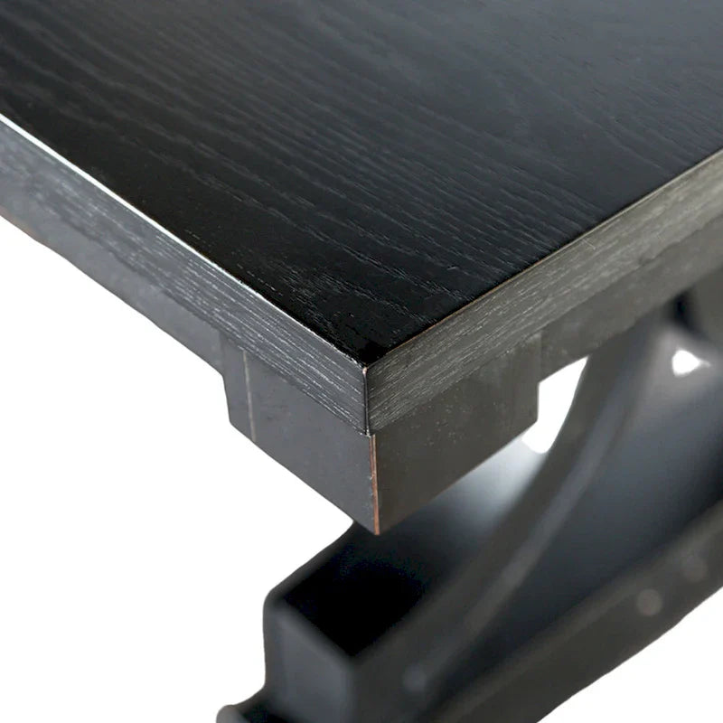 Table de salle à manger Luke 7 pièces avec 6 chaises à dossier haut, rectangulaire, noir, beige