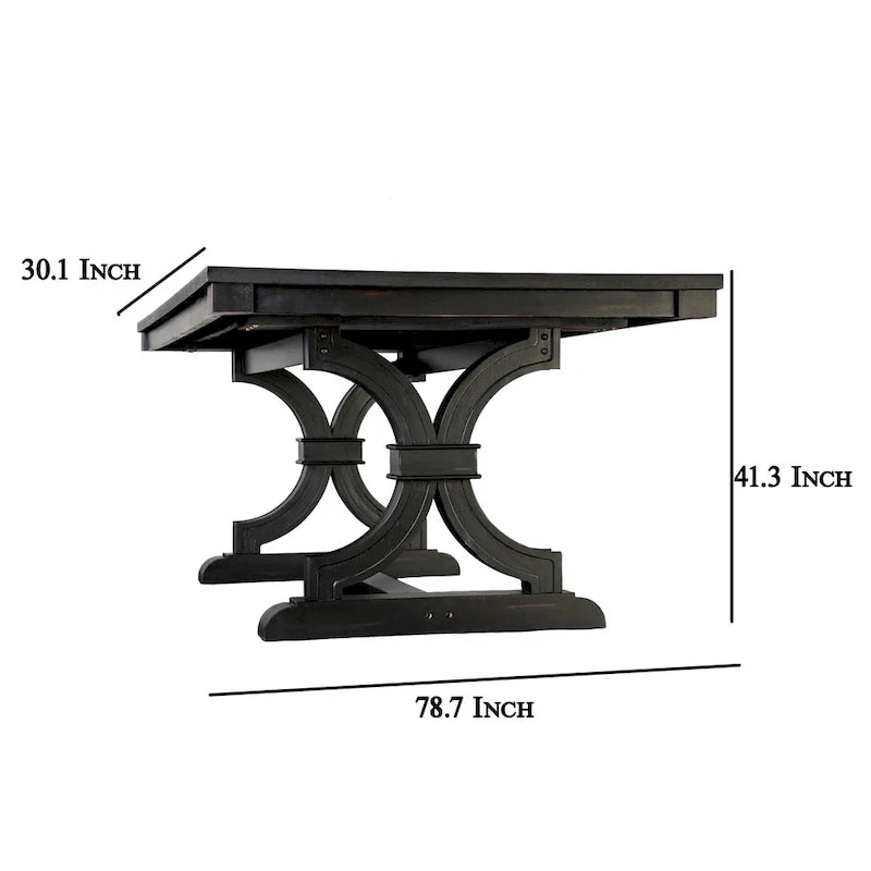Table de salle à manger Luke 7 pièces avec 6 chaises à dossier haut, rectangulaire, noir, beige