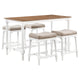 Ensemble de table à hauteur de comptoir Hima 5 pièces avec 4 tabourets, tissu beige, blanc