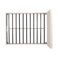 Lit plateforme queen Amare, polyester blanc cassé, capitonnage à boutons