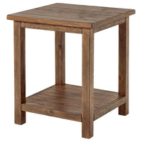 Table d'appoint Ayne, 1 étagère, bois marron vieilli, carrée 20 pouces