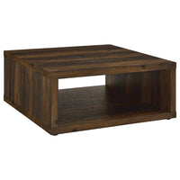 Table basse Rizz, conception cube carré, étagère ouverte, 36 pouces, marron foncé