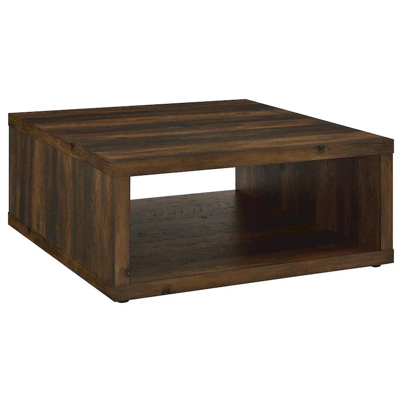 Table basse Rizz, conception cube carré, étagère ouverte, 36 pouces, marron foncé