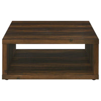 Table basse Rizz, conception cube carré, étagère ouverte, 36 pouces, marron foncé