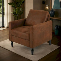 Fauteuil d'appoint Ada, dossier moelleux, conception en microfibre texturée marron