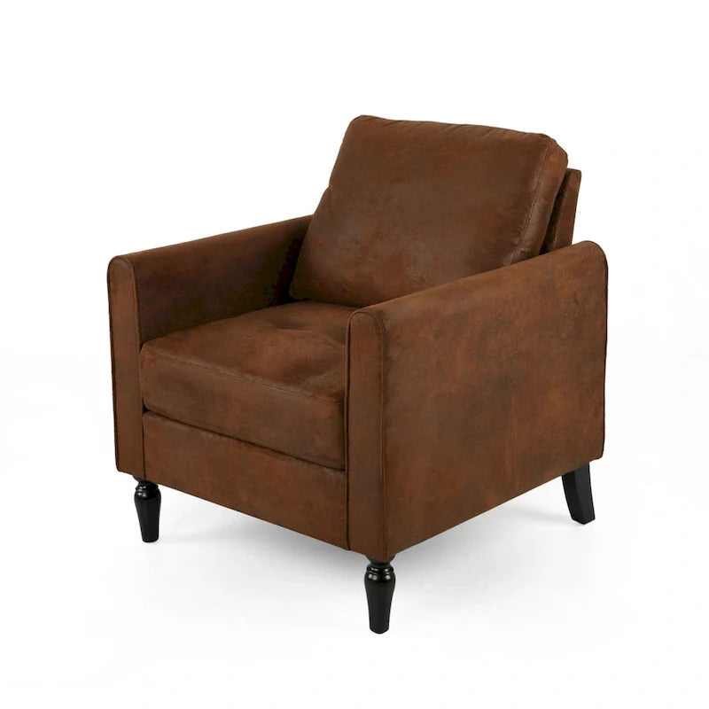 Fauteuil d'appoint Ada, dossier moelleux, conception en microfibre texturée marron