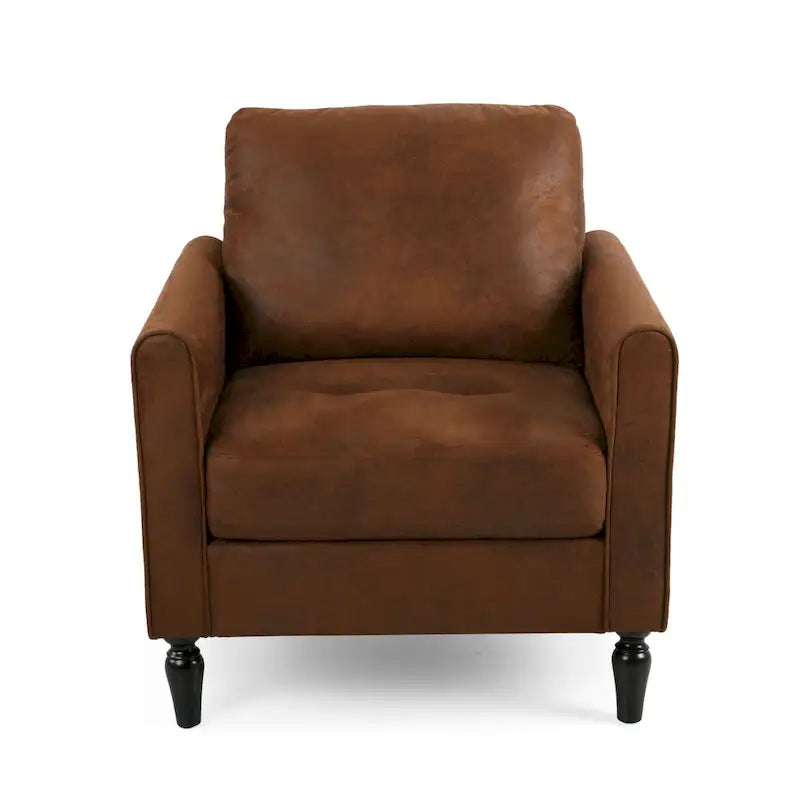 Fauteuil d'appoint Ada, dossier moelleux, conception en microfibre texturée marron