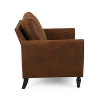 Fauteuil d'appoint Ada, dossier moelleux, conception en microfibre texturée marron