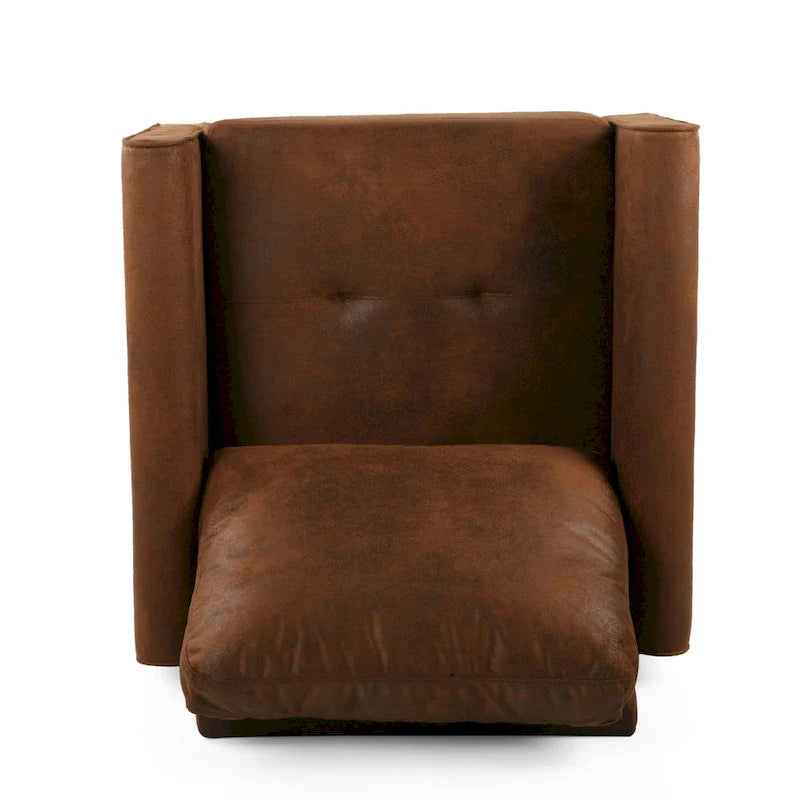 Fauteuil d'appoint Ada, dossier moelleux, conception en microfibre texturée marron