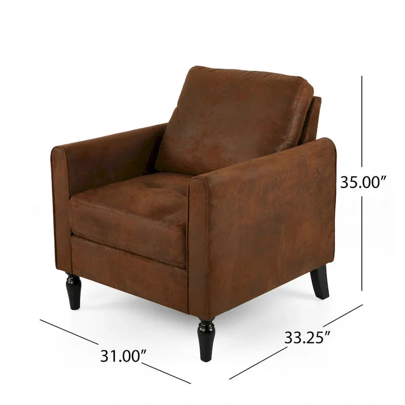 Fauteuil d'appoint Ada, dossier moelleux, conception en microfibre texturée marron