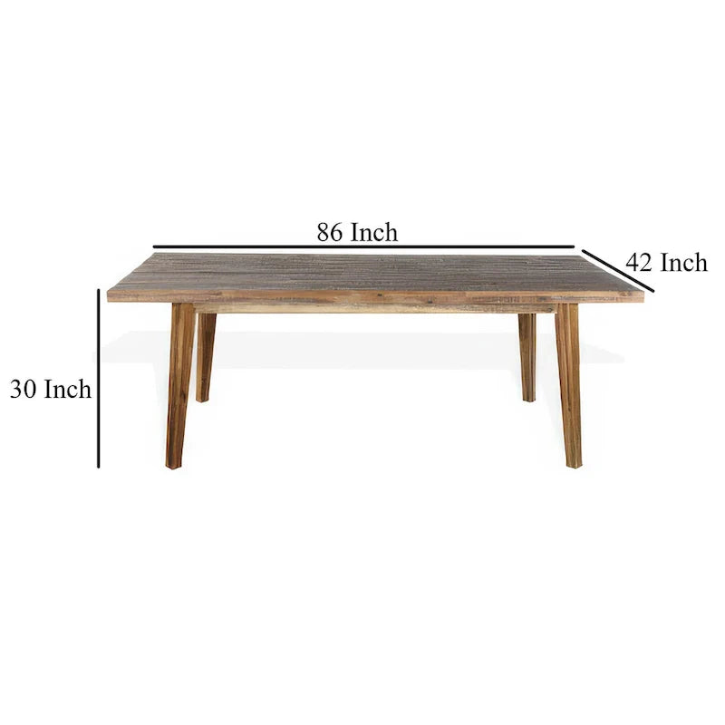 Table de salle à manger Kerry, bois d'acacia brun clair, plateau rectangulaire de 86 pouces