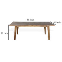 Table de salle à manger Kerry, bois d'acacia brun clair, plateau rectangulaire de 86 pouces