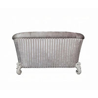 Causeuse Kai, 5 oreillers, tissu ivoire capitonné, volutes, blanc, 76 pouces