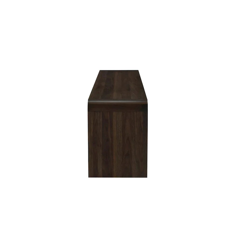 Meuble TV armoire multimédia Maria, 2 tiroirs et étagères, bois marron 71 pouces