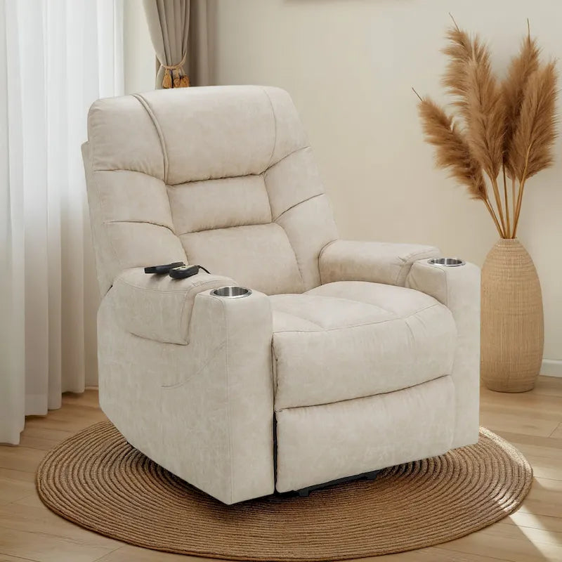 Fauteuil releveur électrique inclinable Aira avec massage chauffant, simili-cuir gris