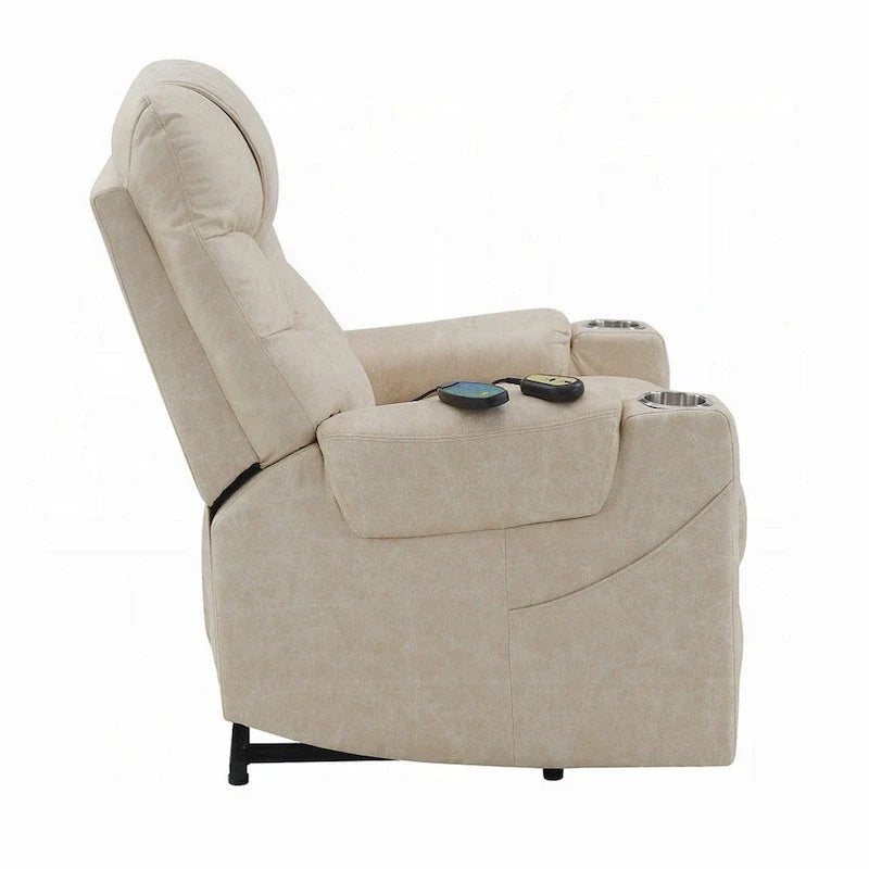 Fauteuil releveur électrique inclinable Aira avec massage chauffant, simili-cuir gris