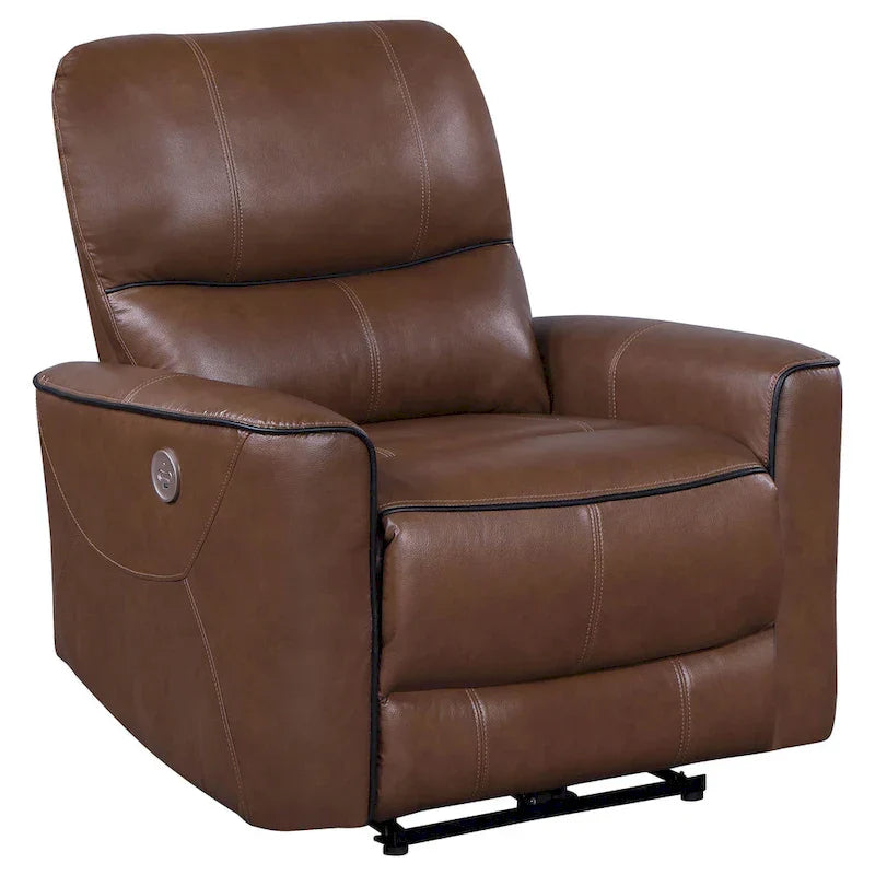 Lima Fauteuil inclinable électrique, similicuir brun, port USB, coussins en mousse