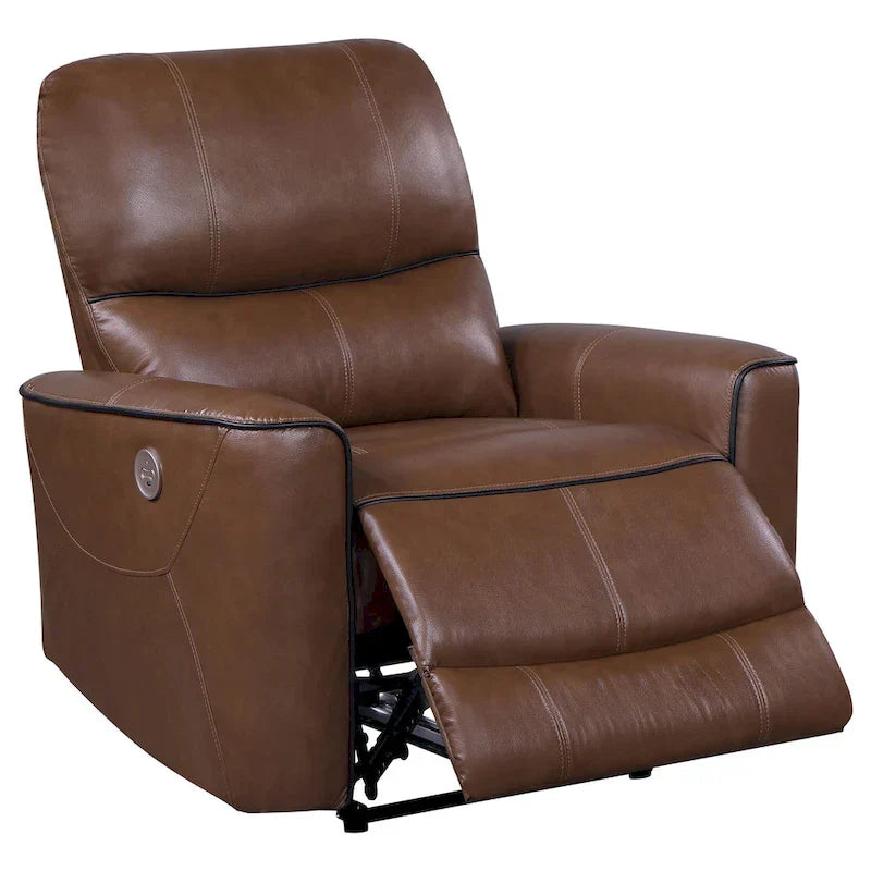 Lima Fauteuil inclinable électrique, similicuir brun, port USB, coussins en mousse