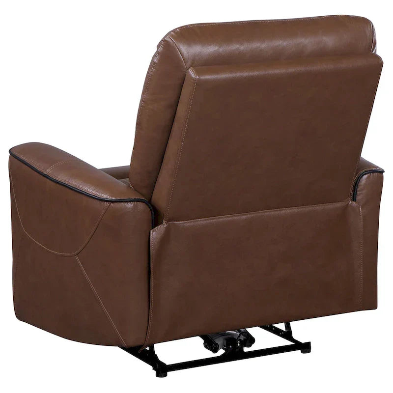 Lima Fauteuil inclinable électrique, similicuir brun, port USB, coussins en mousse