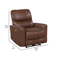 Lima Fauteuil inclinable électrique, similicuir brun, port USB, coussins en mousse