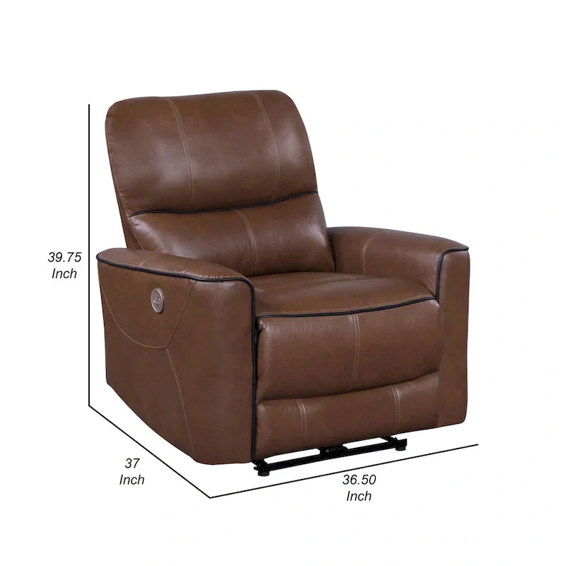 Lima Fauteuil inclinable électrique, similicuir brun, port USB, coussins en mousse