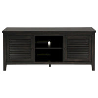 Meuble TV Coni, 2 portes et étagères, bois noir 60 pouces
