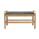 Banc de rangement pour chaussures Mindy, siège en polyester gris, bambou marron noyer, 91 cm