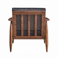 Fauteuil Lissa, Rembourrage moelleux gris anthracite, Cadre en bois marron