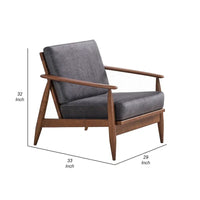 Fauteuil Lissa, Rembourrage moelleux gris anthracite, Cadre en bois marron