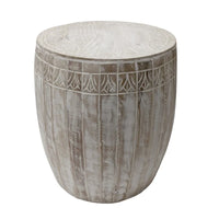 Table d'appoint Serenity avec plateau rond de 40 cm, en manguier blanc antique