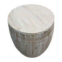 Table d'appoint Serenity avec plateau rond de 40 cm, en manguier blanc antique