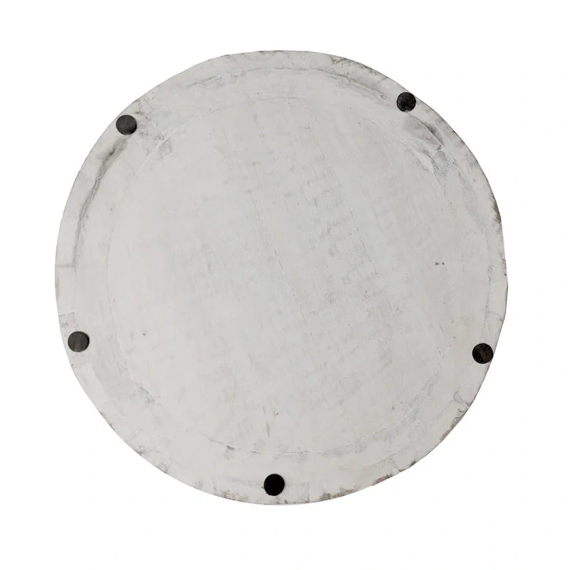 Table d'appoint Serenity avec plateau rond de 40 cm, en manguier blanc antique
