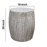 Table d'appoint Serenity avec plateau rond de 40 cm, en manguier blanc antique