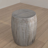 Table d'appoint Serenity avec plateau rond de 40 cm, en manguier blanc antique