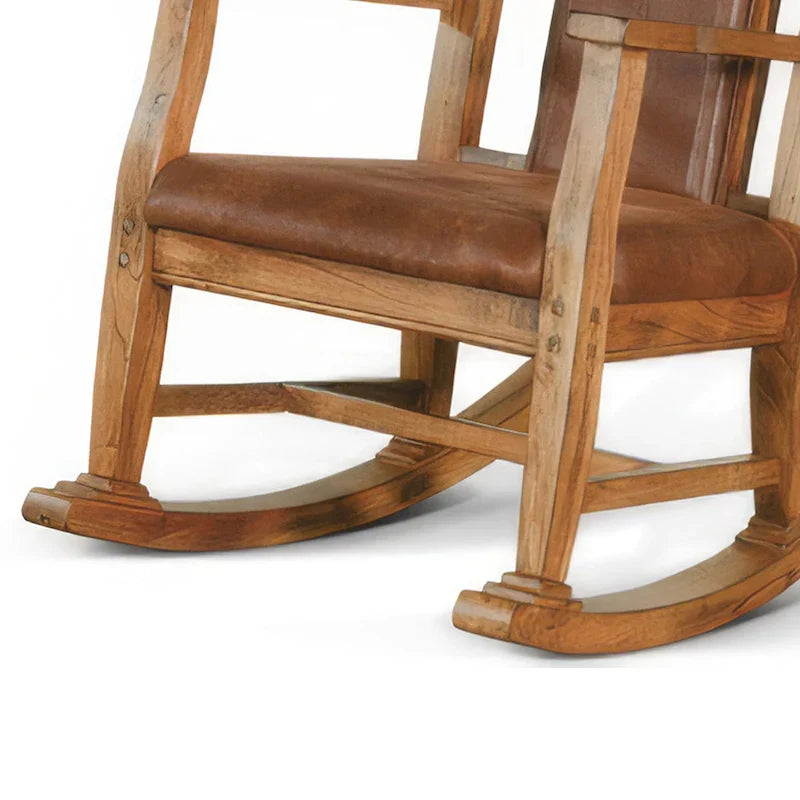Marv Fauteuil à bascule avec assise et dossier en similicuir, chêne rustique brun