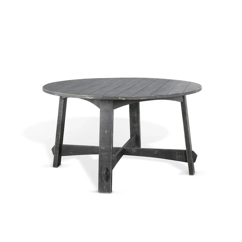 Rena Table à manger, ronde 54 pouces en bois d'acajou fumé noir à planches