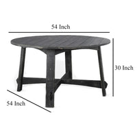 Rena Table à manger, ronde 54 pouces en bois d'acajou fumé noir à planches